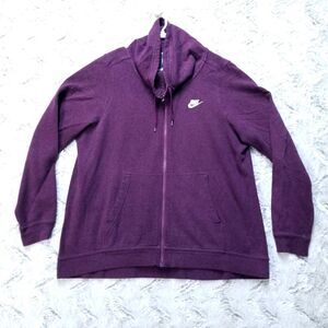 Nike Long Sleeve Full Zip Cowl Neck Sweater Women's Size Large Purple